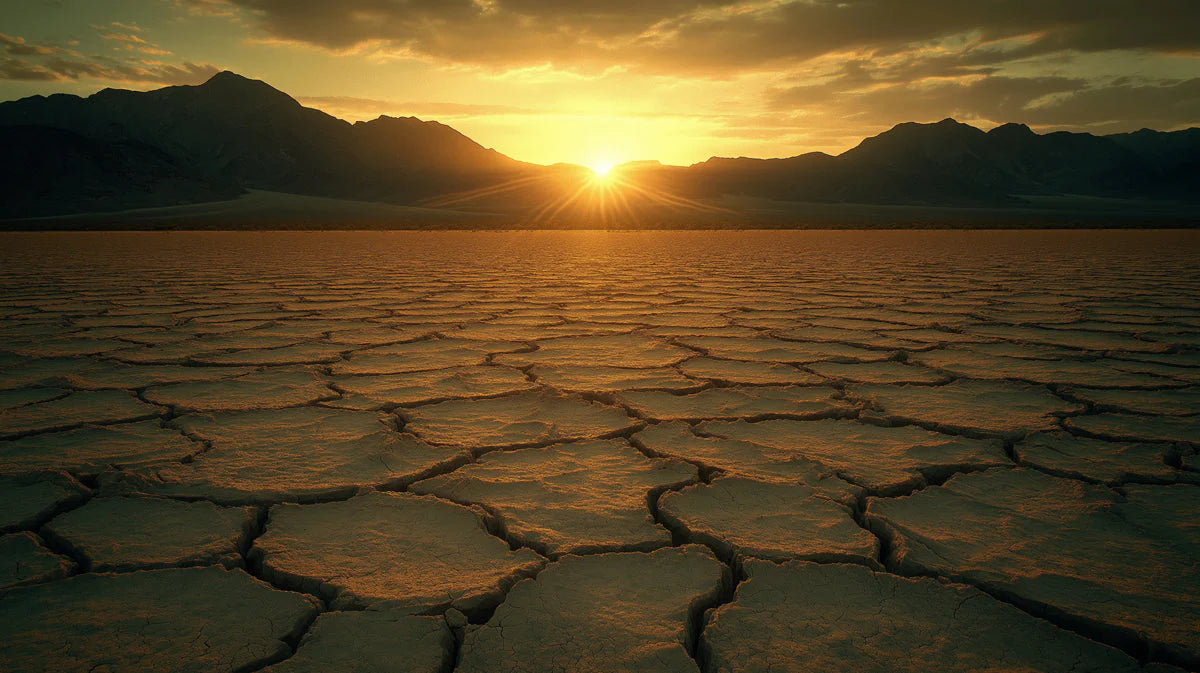 Desert Sunset Cracked Earth Mural Wallpaper — Panoramic Landscape Mural Wallpaper - room preview 02
