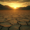 Desert Sunset Cracked Earth Mural Wallpaper — Panoramic Landscape Mural Wallpaper - room preview 02