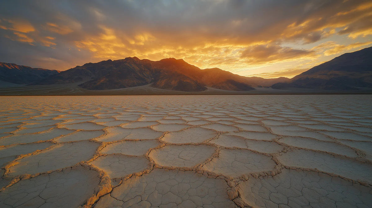 Desert Salt Flat Sunset Mural Wallpaper — Warm Horizon View Mural Wallpaper - room preview 02