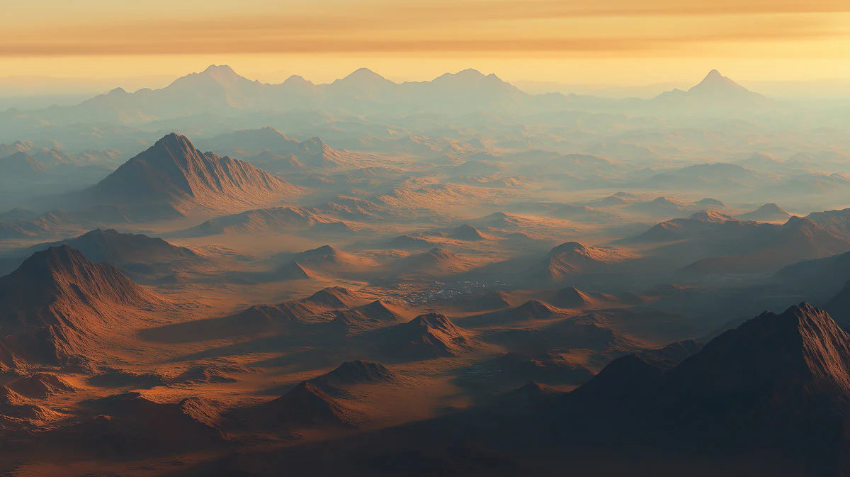 Golden Desert Horizon Mural Wallpaper — Warm Vast Landscape Mural Wallpaper - room preview 02