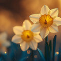 Sun-Kissed Daffodil Floral Mural Wallpaper — Warm Botanical Design Mural Wallpaper - room preview 02