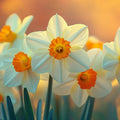Sunlit Daffodil Floral Mural Wallpaper — Soft Botanical Art Mural Wallpaper - room preview 02