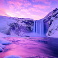 Frozen Waterfall Winter Landscape Mural Wallpaper —Nordic Violet Mural Wallpaper - room preview 02