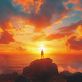 Solitary Coast Sunset Mural Wallpaper — Cinematic Horizon Decor Mural Wallpaper - room preview 02