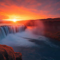 Golden Hour Waterfall Mural Wallpaper — Natural Landscapes Mural Wallpaper - room preview 02
