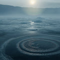 Misty Arctic Water Mural Wallpaper —Deep Blue Frozen Landscape Mural Wallpaper - room preview 02