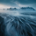 Arctic Black Sand Dunes Mural Wallpaper — Moody Coastal Landscape Mural Wallpaper - room preview 02