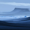 Arctic Horizon Mountain Mural Wallpaper — Minimalist Blue Landscape Mural Wallpaper - room preview 02