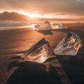 Glacial Sunset Beach Mural Wallpaper — Warm Coastal Landscape Mural Wallpaper - room preview 02