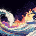 Cosmic Surfer Mural Wallpaper — Surreal Wave Art Mural Wallpaper - room preview 02