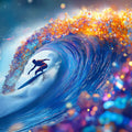 Cosmic Surf Wave Mural Wallpaper — Energetic Abstract Art Mural Wallpaper - room preview 02