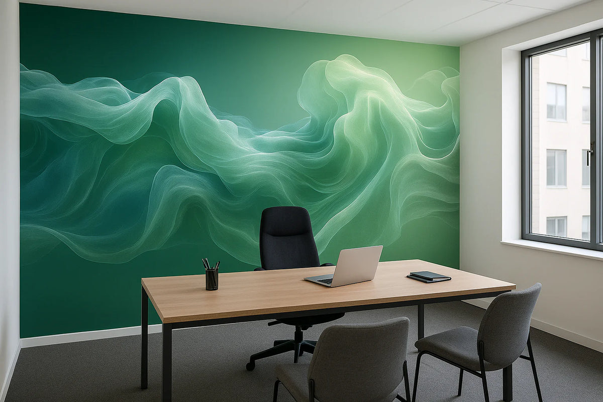 Aurora Swirl Mural Wallpaper — Ethereal Fluid Art Design Mural Wallpaper - room preview 02