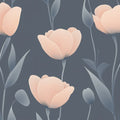 Peach Tulip Floral Mural Wallpaper — Soft Modern Botanical Mural Wallpaper - room preview 02
