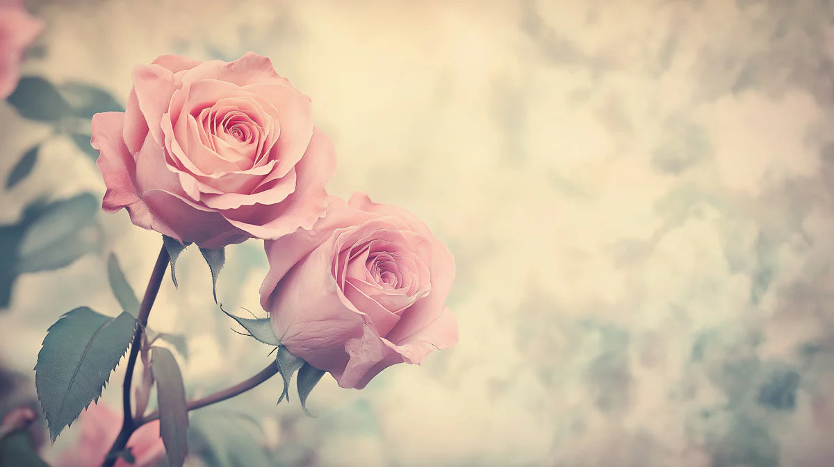 Vintage Rose Garden Mural Wallpaper — Romantic Pastel Botanical Mural Wallpaper - room preview 02
