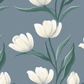 White Tulip Mural Wallpaper — Minimalist Botanical Wall Decor Mural Wallpaper - room preview 02