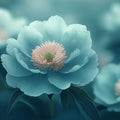 Soft Blue Peony Floral Mural Wallpaper — Impressionistic Style Mural Wallpaper - room preview 02