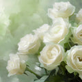 White Rose Oil Painting Mural Wallpaper — Elegant Floral Art Mural Wallpaper - room preview 02