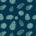 Teal Pine Cone Pattern Mural Wallpaper —Whimsical Woodland Motif Mural Wallpaper - room preview 02