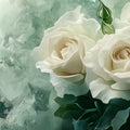 White Rose Oil Painting Mural Wallpaper — Artistic Floral Decor Mural Wallpaper - room preview 02