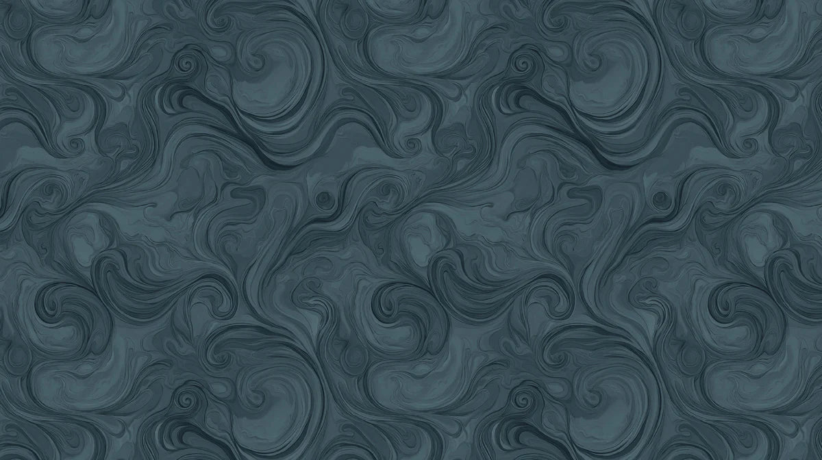 Midnight Teal Swirl Mural Wallpaper — Fluid Abstract Art Mural Wallpaper - room preview 02