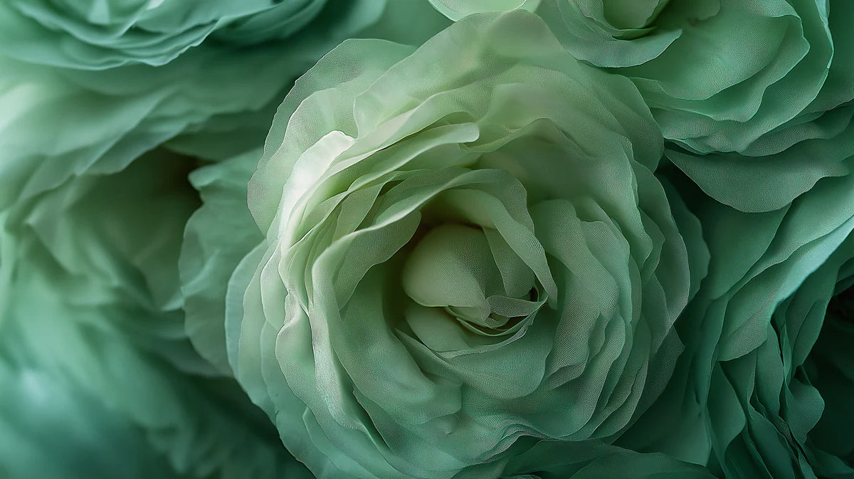 Macro Mint Rose Mural Wallpaper — Soft Botanical Wall Art Mural Wallpaper - room preview 02