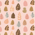 Hand-Drawn Pinecone Botanical Mural Wallpaper — Blush Pink Mural Wallpaper - room preview 02