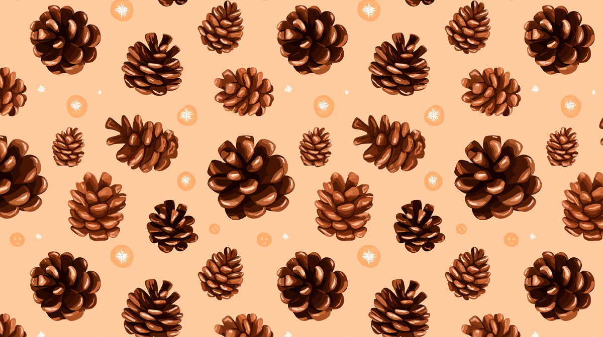 Hand-Painted Pinecone Mural Wallpaper in Soft Peach Mural Wallpaper - room preview 02