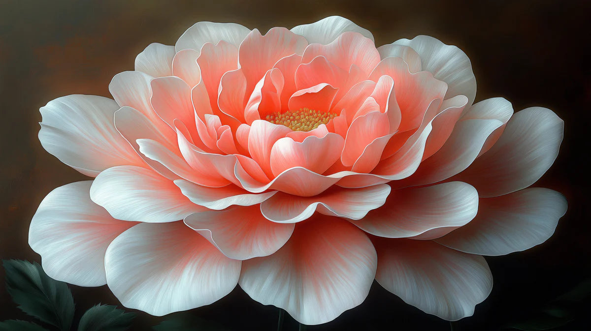 Large Peony Bloom Mural Wallpaper — Warm Romantic Floral Art Mural Wallpaper - room preview 02