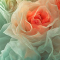 Macro Peach and Mint Rose Garden Mural Wallpaper - room preview 02