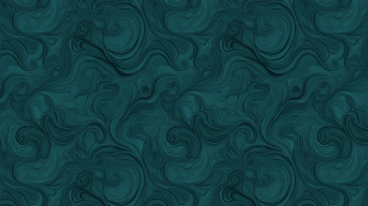 Deep Emerald Swirl Mural Wallpaper — Moody Fluid Abstract Pattern Mural Wallpaper - room preview 02