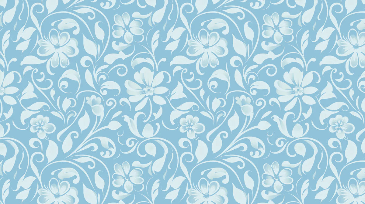 Misty Floral Vine Mural Wallpaper — Soft Blue Botanical Pattern Mural Wallpaper - room preview 02