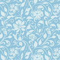Misty Floral Vine Mural Wallpaper — Soft Blue Botanical Pattern Mural Wallpaper - room preview 02
