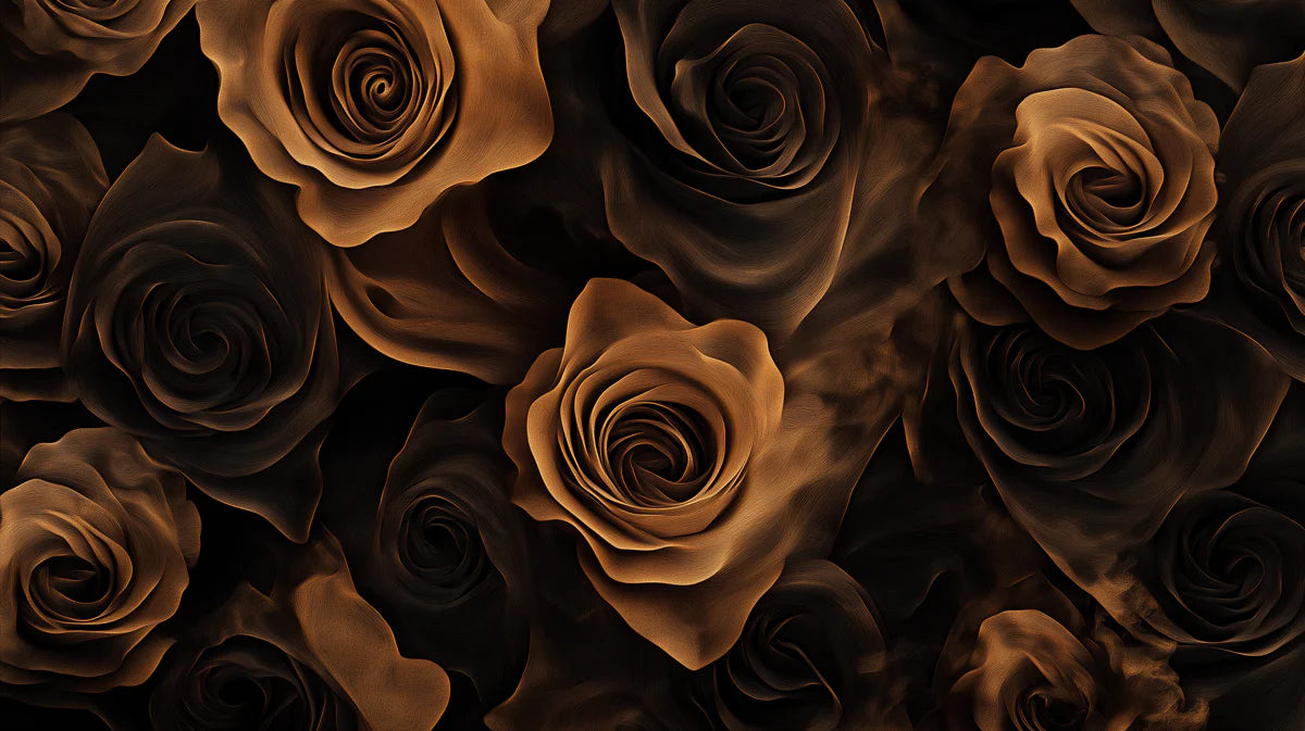 Gilded Rose Floral Mural Wallpaper — Moody Botanical Art Mural Wallpaper - room preview 02
