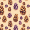 Golden & Purple Pinecone Botanical Mural Wallpaper - room preview 02