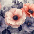 Watercolor Peach and Lavender Floral Mural Wallpaper - room preview 02