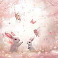 Winged Bunny Meadow Mural Wallpaper — Whimsical Floral Fantasy Mural Wallpaper - room preview 02