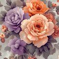 Vintage Peony Floral Mural Wallpaper in Peach and Lavender Mural Wallpaper - room preview 02