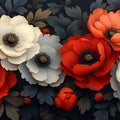 Scarlet and Cream Anemone Mural Wallpaper — Floral Art Print Mural Wallpaper - room preview 02