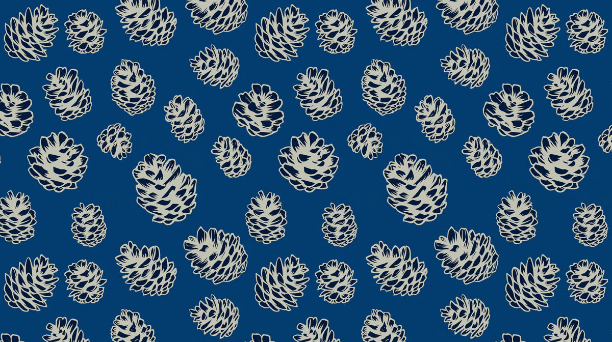 Midnight Pinecone Mural Wallpaper — Stylized Botanical Print Mural Wallpaper - room preview 02