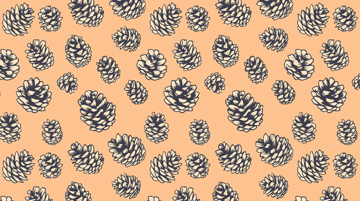 Rustic Pinecone Pattern Mural Wallpaper — Whimsical Earthy Motif Mural Wallpaper - room preview 02