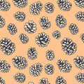 Rustic Pinecone Pattern Mural Wallpaper — Whimsical Earthy Motif Mural Wallpaper - room preview 02