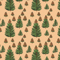 Woodland Pinecone and Conifer Mural Wallpaper —Earthy Sketch Mural Wallpaper - room preview 02