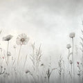 Wildflower Meadow Mural Wallpaper — Soft Neutral Vintage Illustration Mural Wallpaper - room preview 02