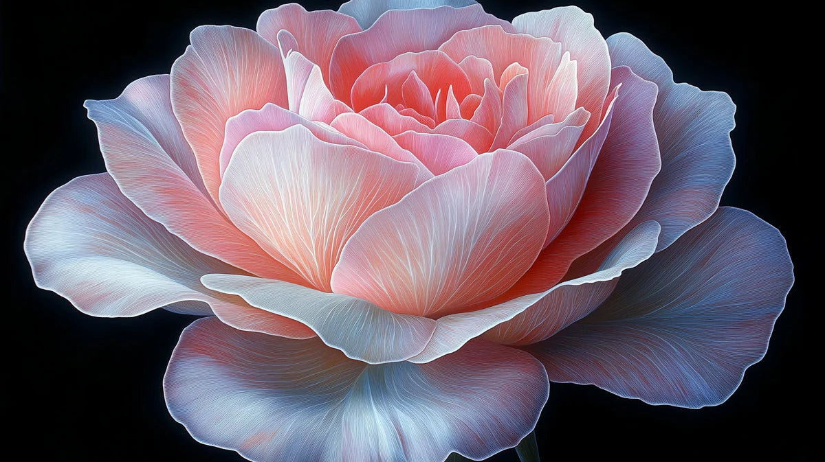 Large Rose Bloom Mural Wallpaper — Dramatic Botanical Wall Art Mural Wallpaper - room preview 02