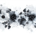Monochrome Floral Ink Mural Wallpaper — Abstract Artistic Design Mural Wallpaper - room preview 02