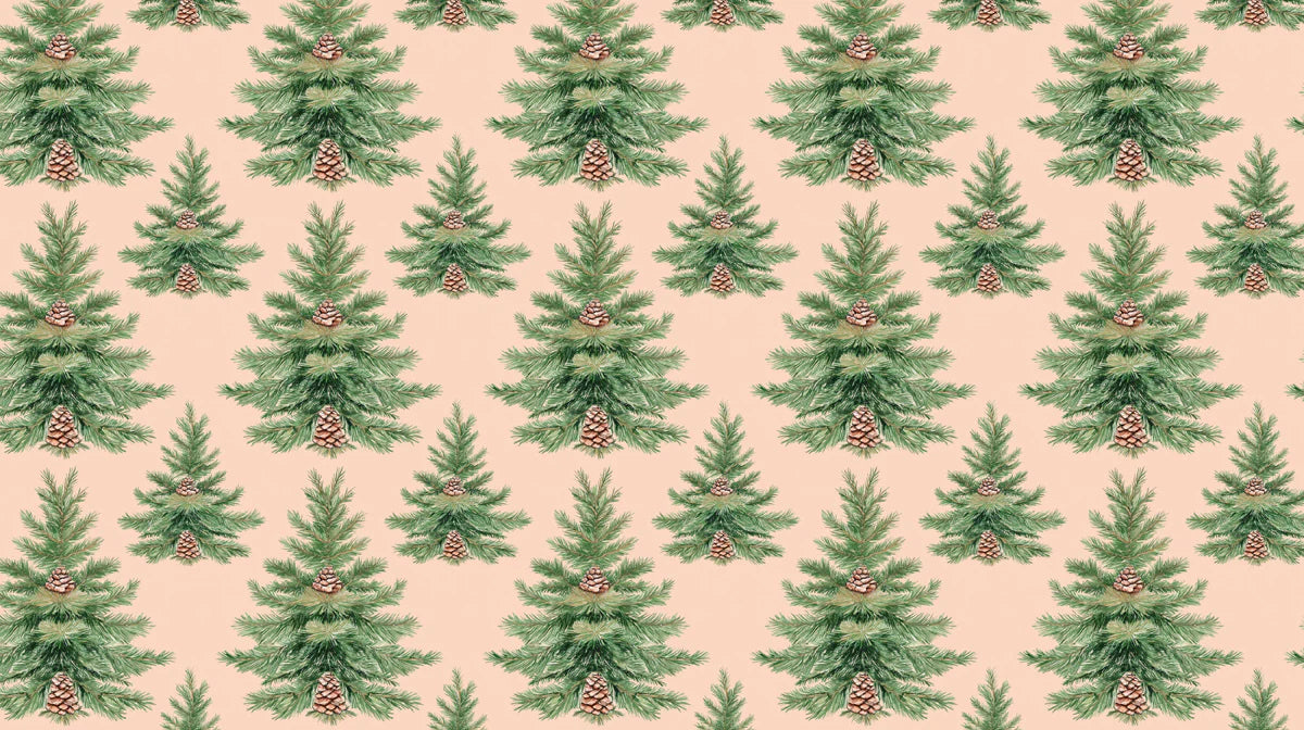 Tiny Pine Grove Mural Wallpaper — Whimsical Nature Illustration Mural Wallpaper - room preview 02