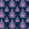 Midnight Fir Mural Wallpaper — Frosted Lavender Forest Pattern Mural Wallpaper - room preview 02