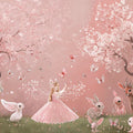 Fairy Tale Cherry Blossom Mural Wallpaper in Soft Pink Mural Wallpaper - room preview 02