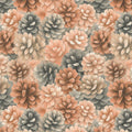 Rustic Pine Cone Mural Wallpaper — Warm Earthy Floral Pattern Mural Wallpaper - room preview 02