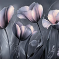 Twilight Tulip Mural Wallpaper — Moody Floral Wall Art Mural Wallpaper - room preview 02